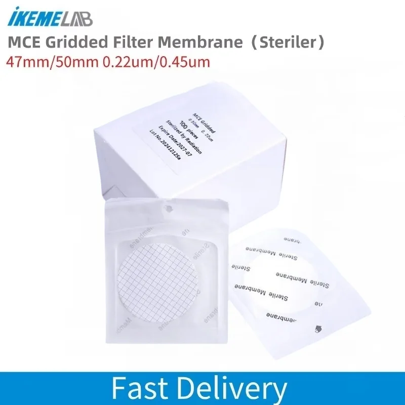 

IKEME Sterile MCE Gridded Membrane Filter 47mm 0.45um Sterile Filter Membrane Microfiltration Membrane Lab Supply 100pcs/box