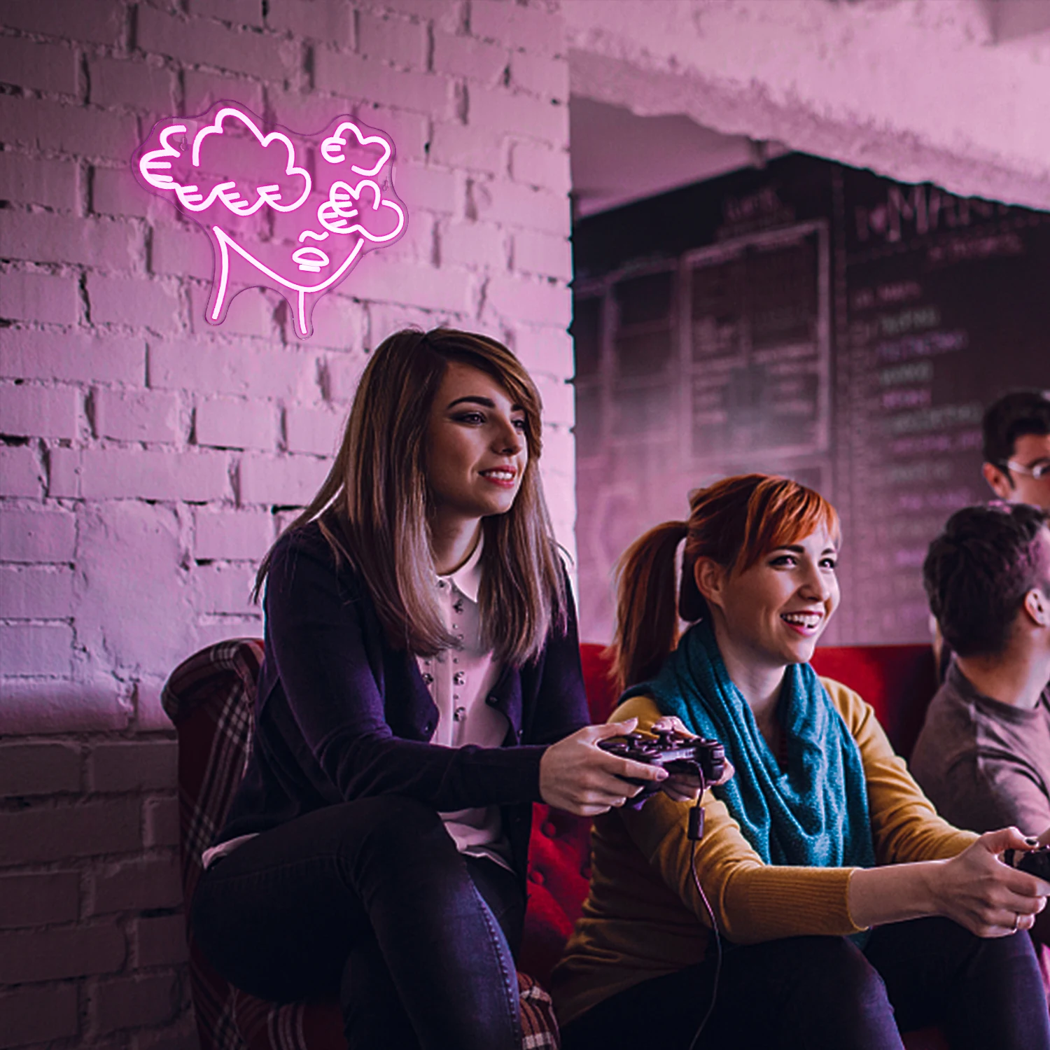 Personality Brain Art Face Neon Sign Wall Decor Men's Cave Neon Light Studio Game Room Neon Decor Led Sign Home Bar Wall Decor