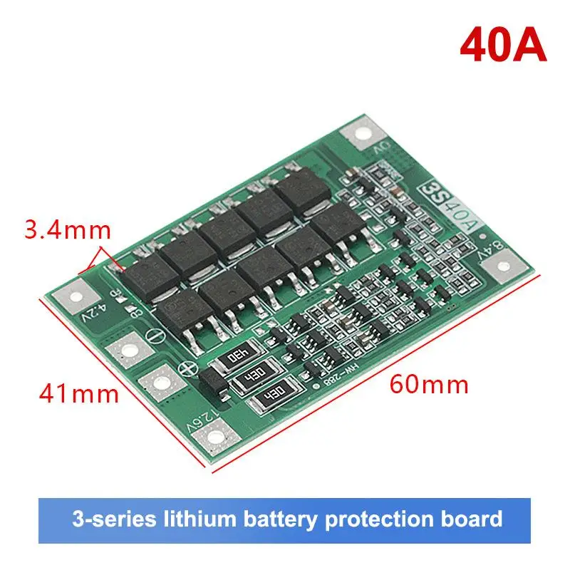 3S/4S 40A 60A Li-ion Battery Charger Protection Board 18650 BMS ForDrill Motor 11.1V 12.6V/14.8V 16.8V Enhance/Balance