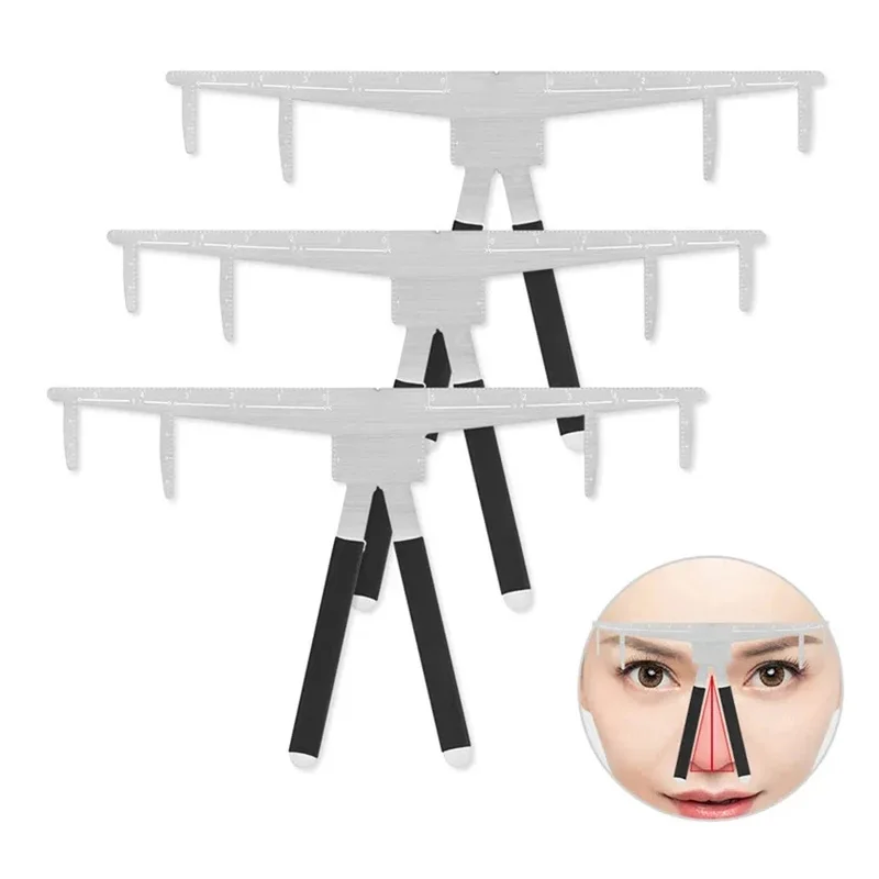 1pcs Microblading Eyebrow Tattoo Stencil Ruler Three-point Positioning Balance Caliper Brow Ruler Makeup Measurement Tools