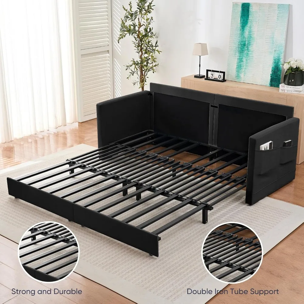 Бархатный диван-кровать размера «king-size» 3-в-1 с выдвижным механизмом, спальный диван для небольших помещений с подушками и боковым карманом