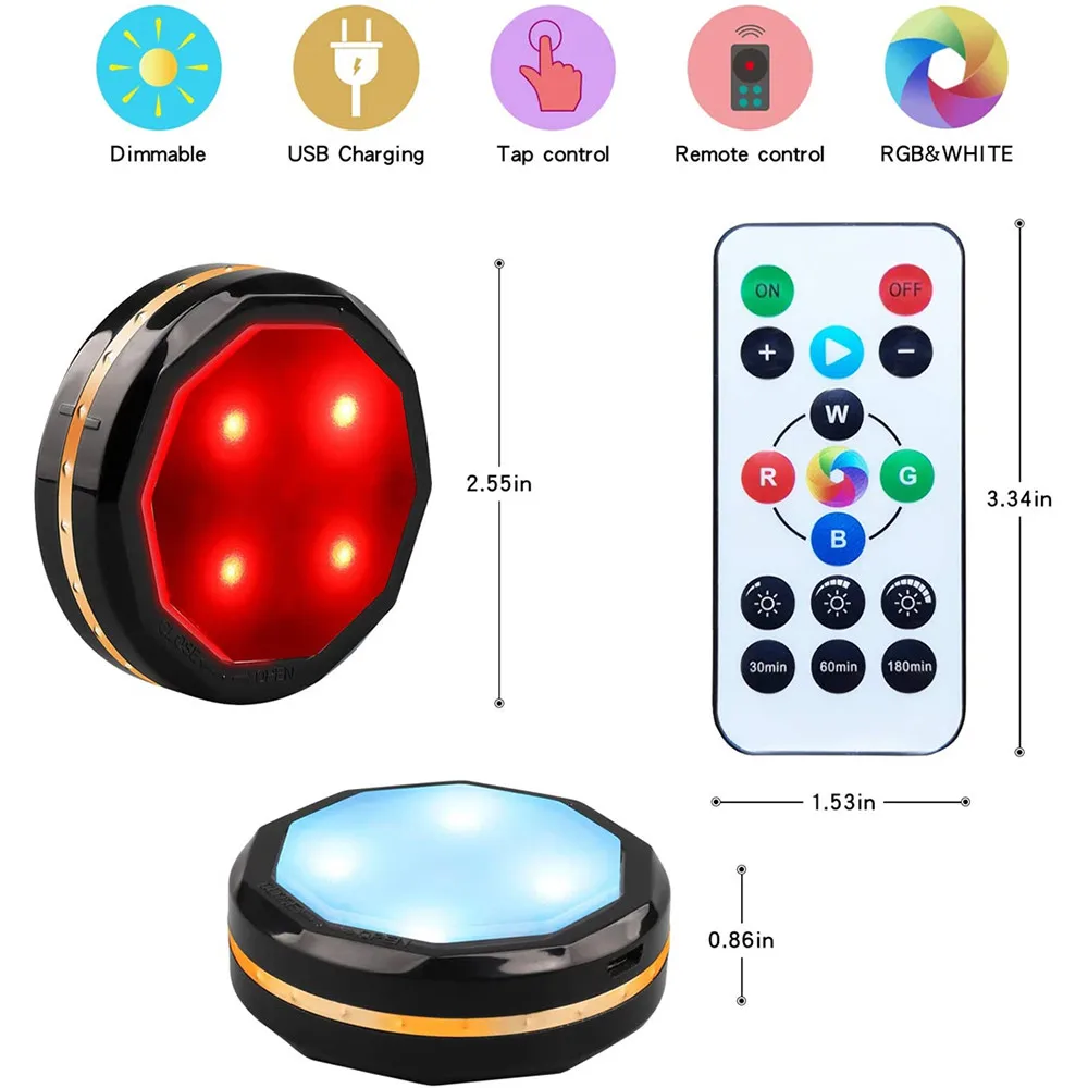 Carregamento USB Lâmpada LED, Cores RGB, Controle Remoto, Sob A Luz Do Armário, Cozinha, Armário, Guarda-roupa, Decoração Da Escada, Luz Noturna