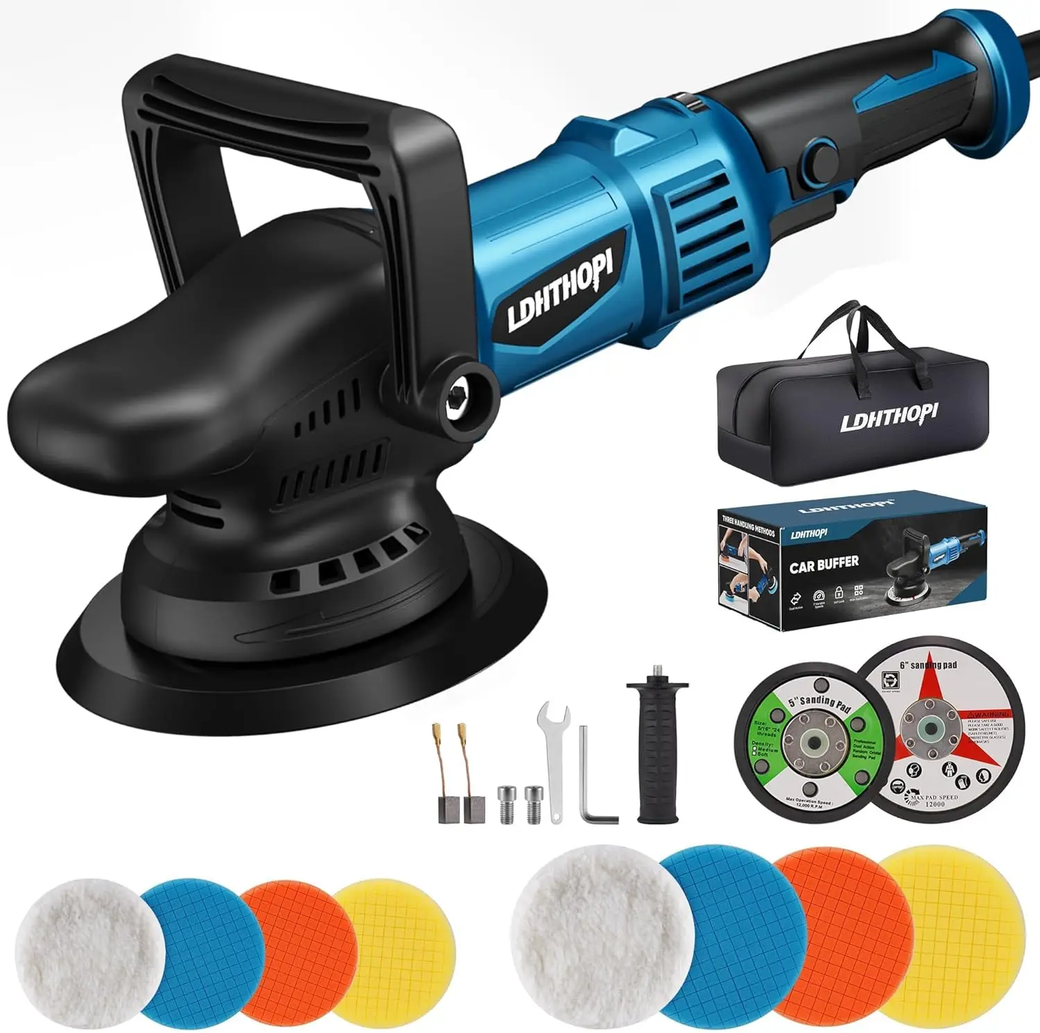 

Dual Action Polisher,980W 5/6 Inch,Upgraded 9MM Random Orbital Buffer for Car Detailing, 2800-5800RPM, Variable Speed with Pads
