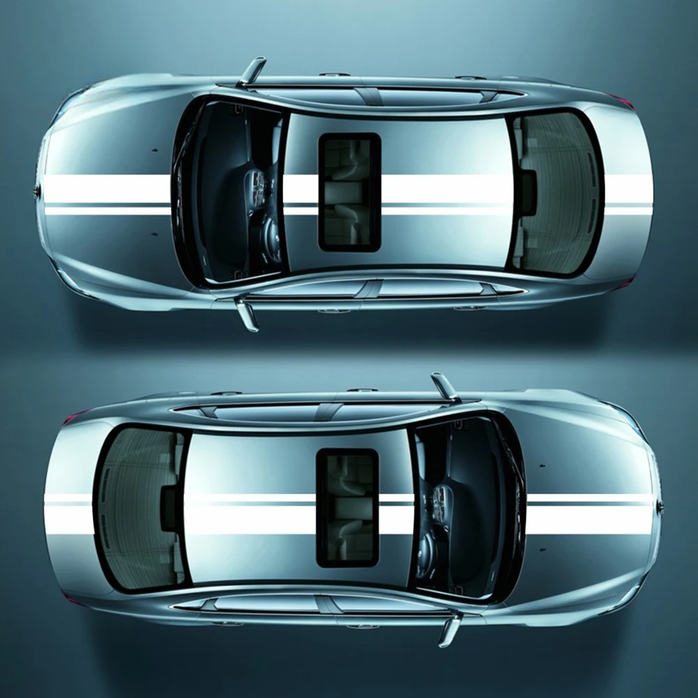 

Наклейки на крышу автомобиля, стикеры в полоску в спортивном стиле, графические самоклеящиеся универсальные наклейки на корпус, стильные украшения