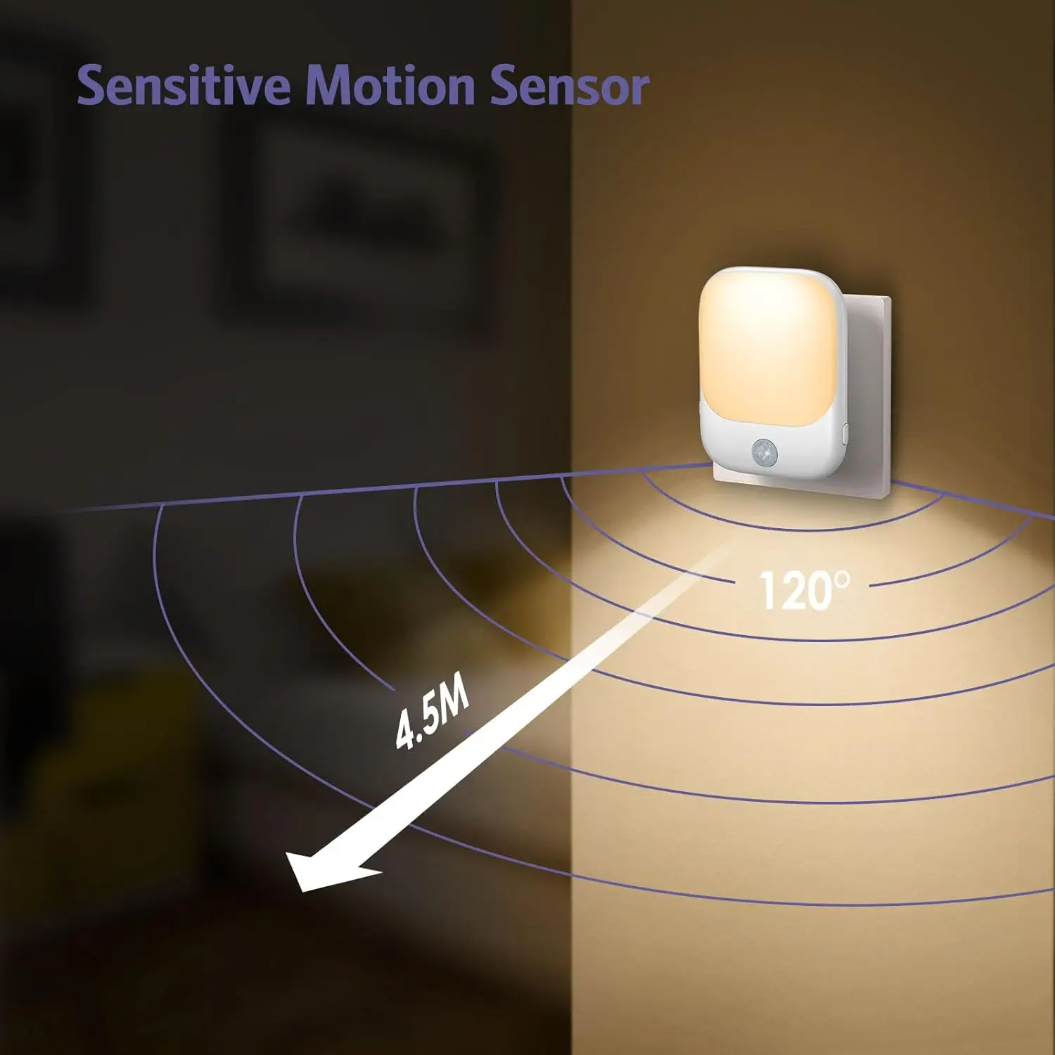 1pc/2pcs/4pcs/10pcs Smart LED Night Light with Sensor, Adjustable Brightness, Motion Sensor Night Light, Warm White
