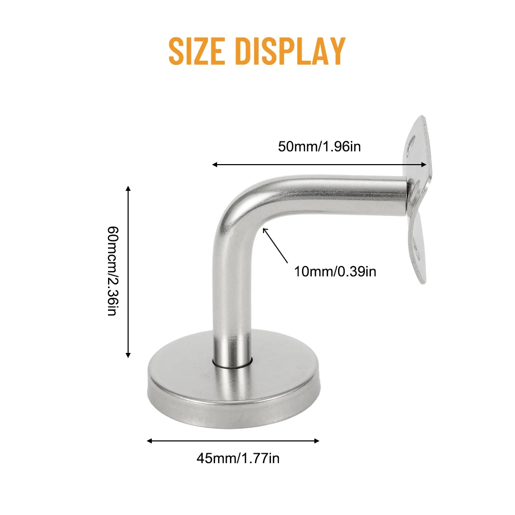 1pcs Handrail Bracket Bannister Wall Support Hand Rail Stair Railing Guardrail Fixed Support Stainless Steel Bracket