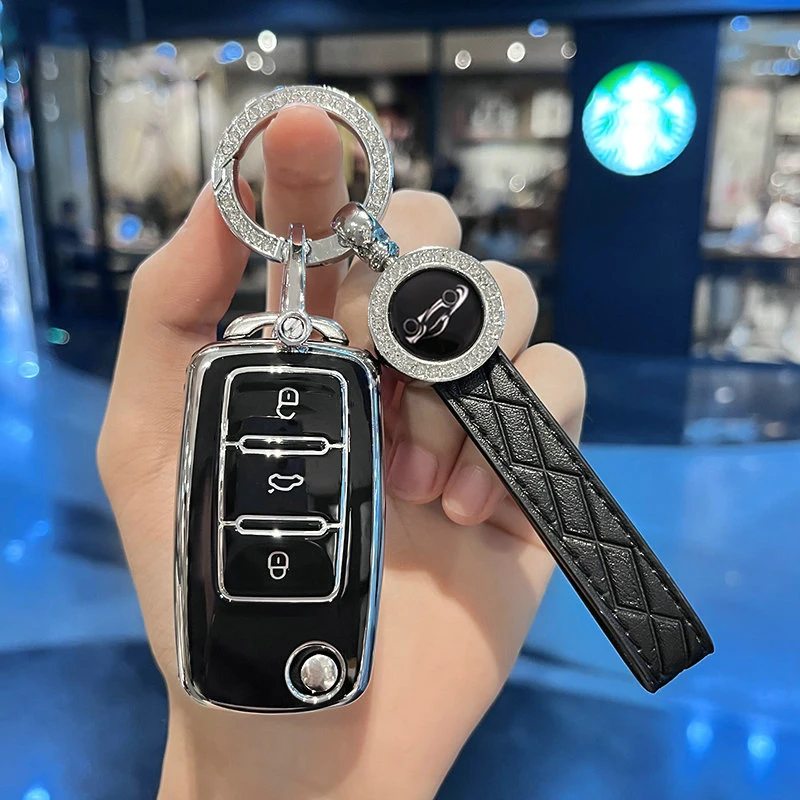 

Чехол из ТПУ для автомобильного дистанционного ключа для VW Volkswagen Polo Tiguan Passat Golf Jetta Lavida Skoda Octavia, откидной брелок для ключей, аксессуары