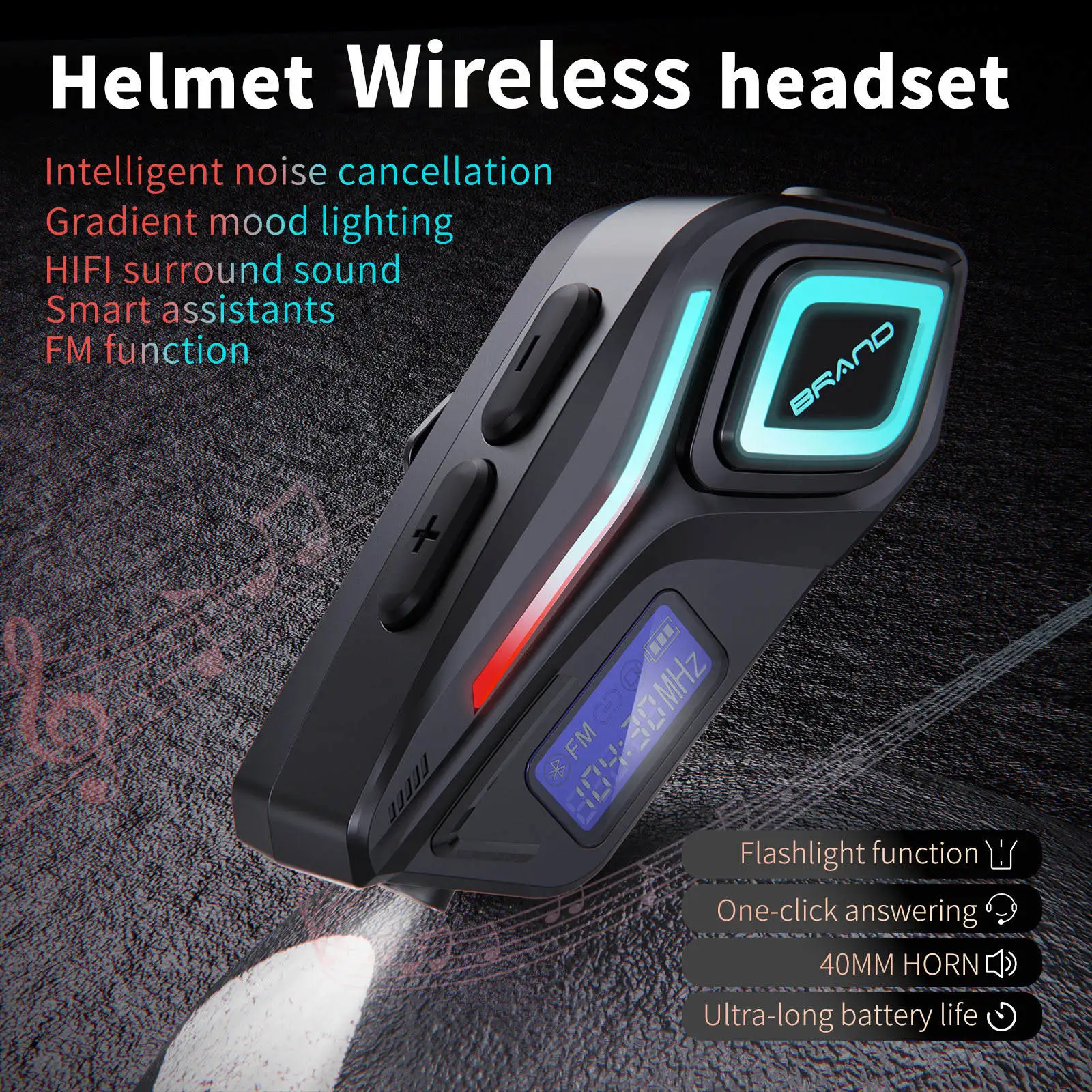 

K08 Мотоциклетный шлем Bluetooth-гарнитура HD Звук с микрофоном Светодиодный дисплей FM-радио Шумоподавление IP8 Водонепроницаемые аксессуары для мотоциклов