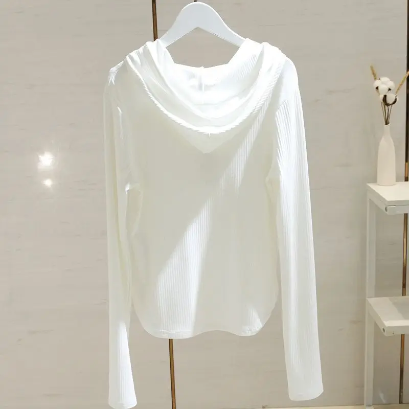 Spring Autumn Fashion Solid Hoodies Long Sleeve T-Shirts Women\'s Clothing Casual All-match Loose Button Simplicity Korean Tops
