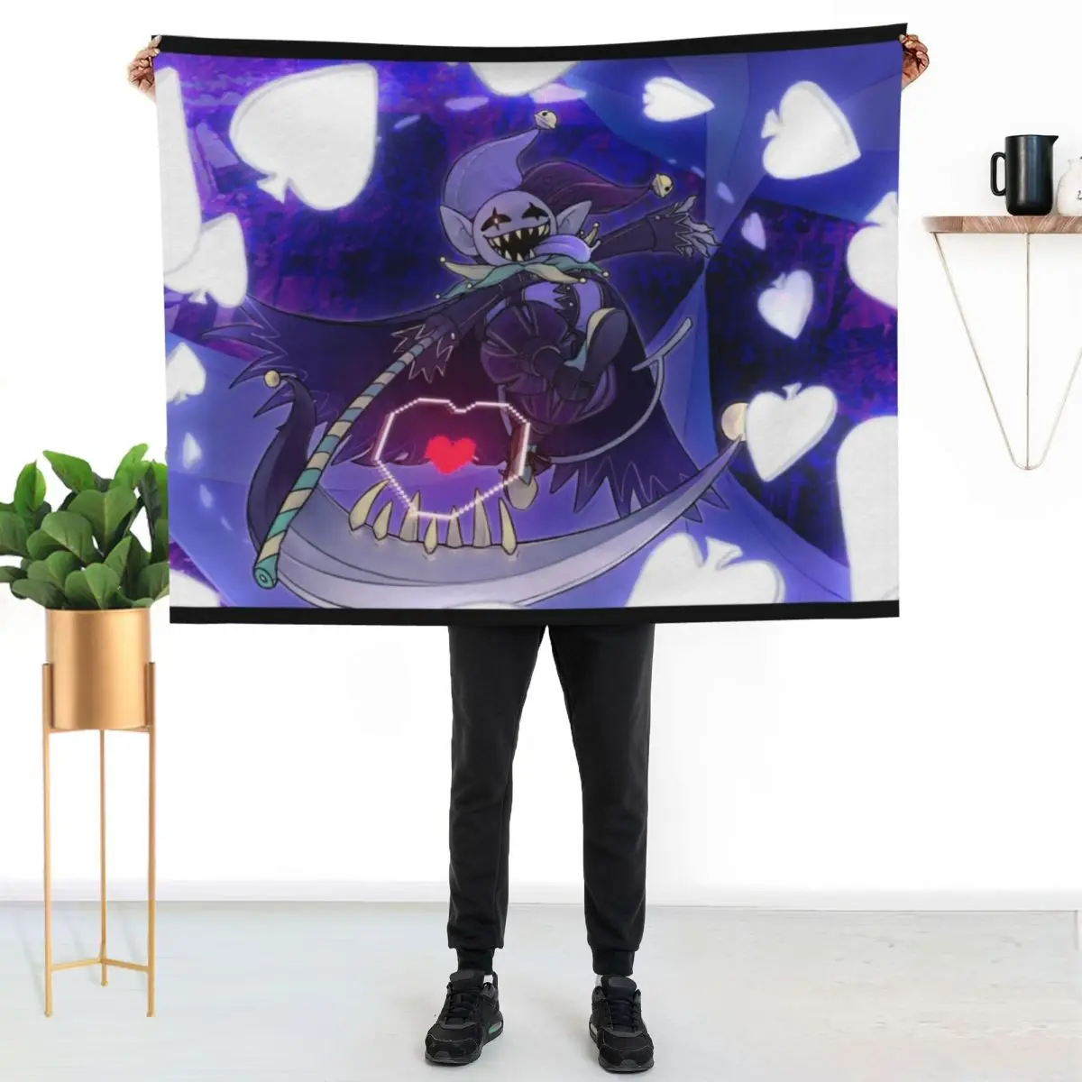 Deltarune - Jevil Throw Blanket Furry Decorative Sofa anime Luxury Brand Thin Flannel Fabric Blankets