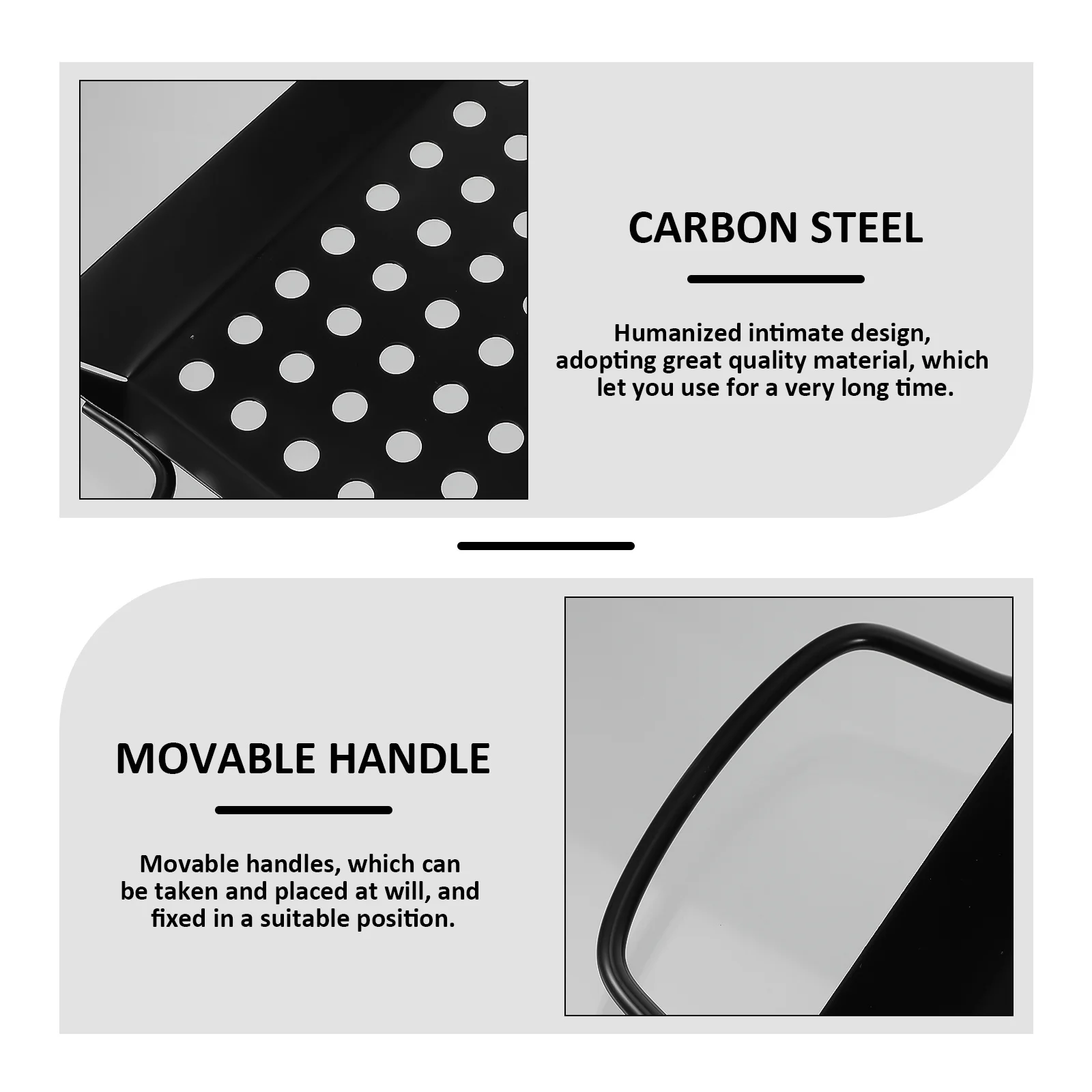 

Household Bbq Grill Tray Non-Stick Grilling Plate with Large Holes Movable Handles Lightweight Barbecue Pan Grill Tray