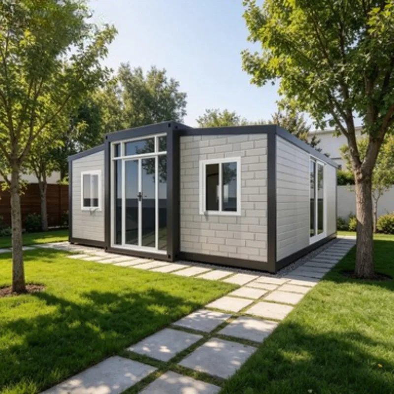 Expandable Double Wing House with EPS Heavy Duty Roof and Double Glazed Plastic Steel Windows for Insulation