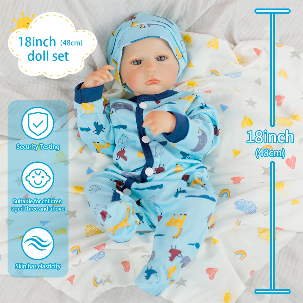 18-Zoll-Ganzkörper-Rebornpuppe für Neugeborene, Junge, Cameron mit handbemaltem Haar, 3D-Haut, sichtbare Adern, für Kindergeburtstagsgeschenke
