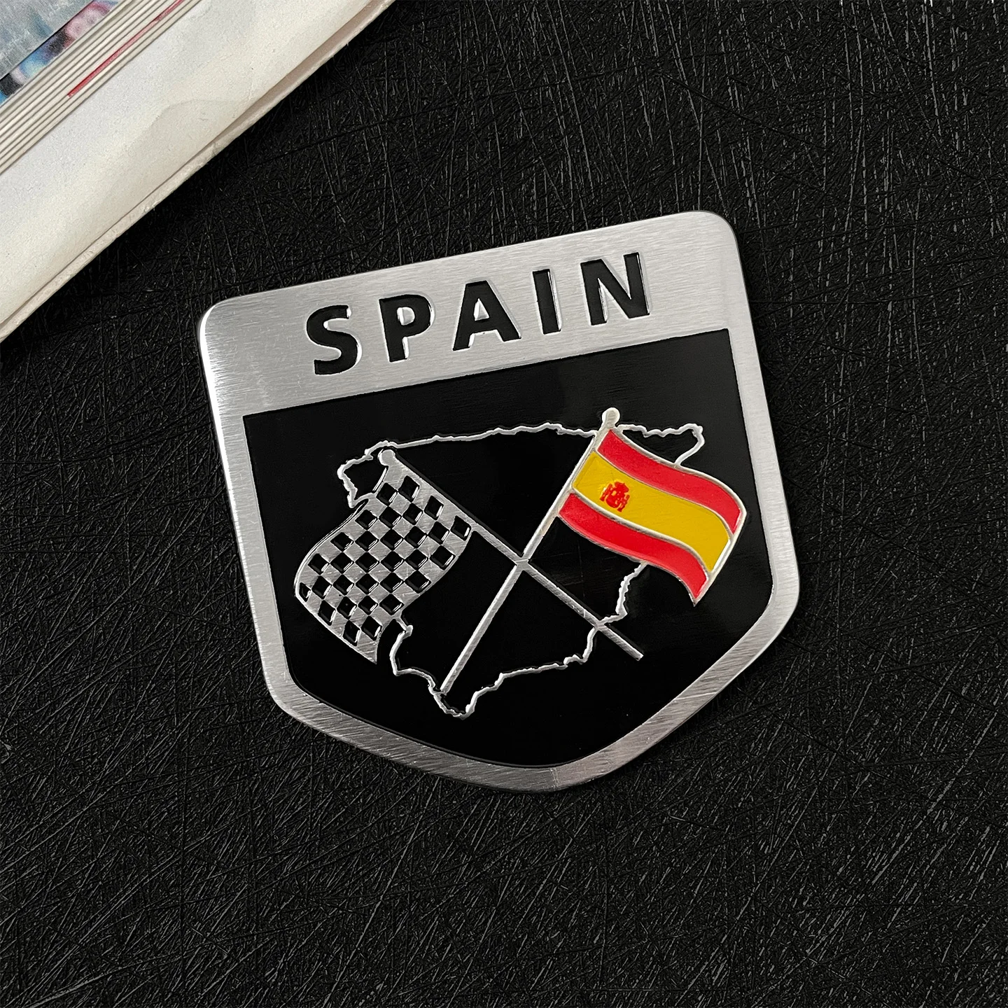 4PCS 3D Aluminum Black Edition Spain Car Badge Emblem Stickers for Auto Motorcycle Bicycle SUV Exterior Decor Accessories Decals