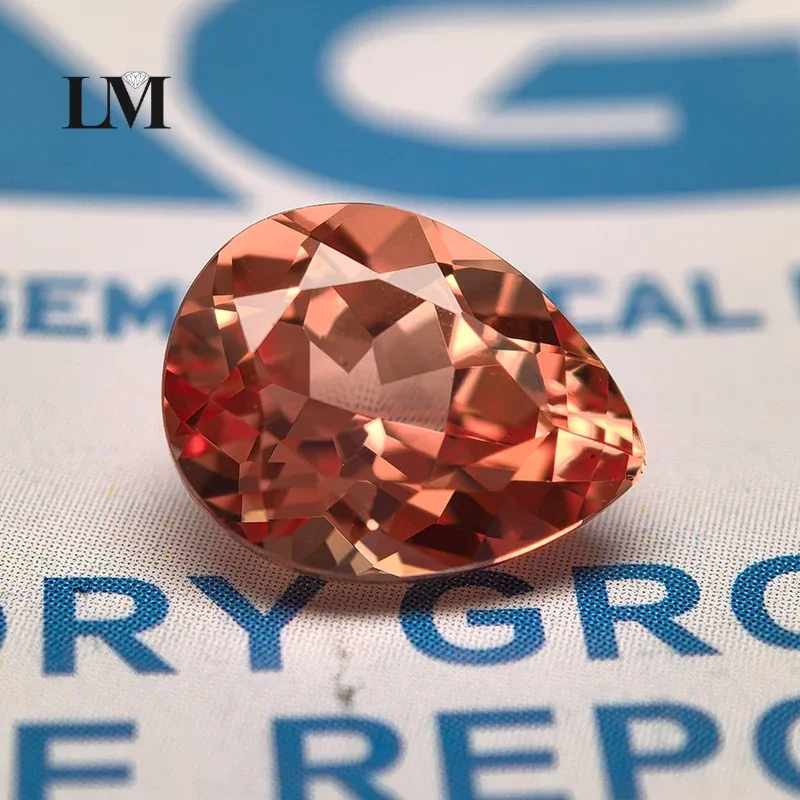 Lab Grown Sapphire Pear Shape Sunset Orange Color VVS1 Charm Beads For Diy Jewelry Making Necklace Selectable AGL Certificate