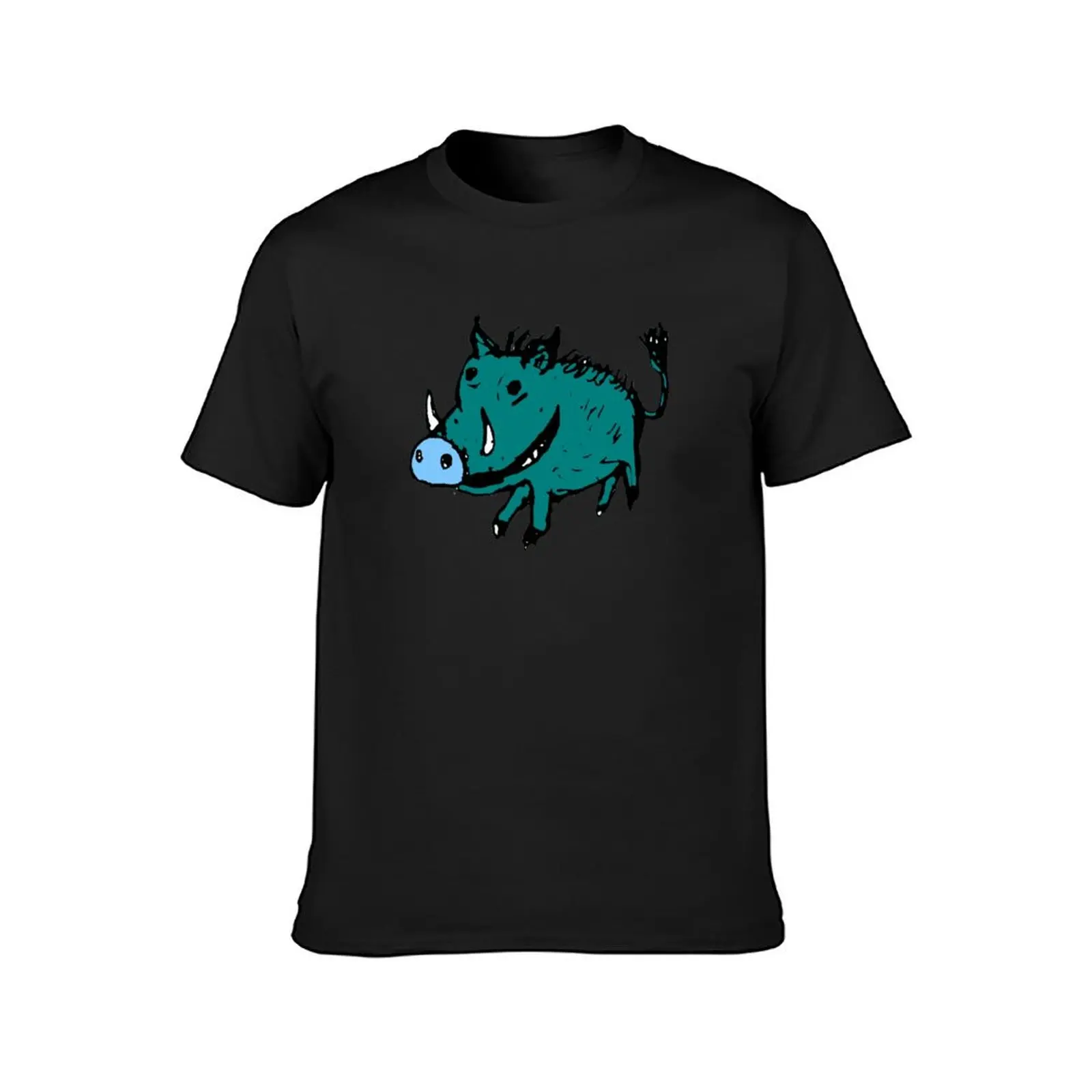 Blaue Warzen schwein T-Shirt ästhetische Kleidung Jungen weiße Jungen Tier druck koreanische Mode Kurzarm T-Shirt Männer