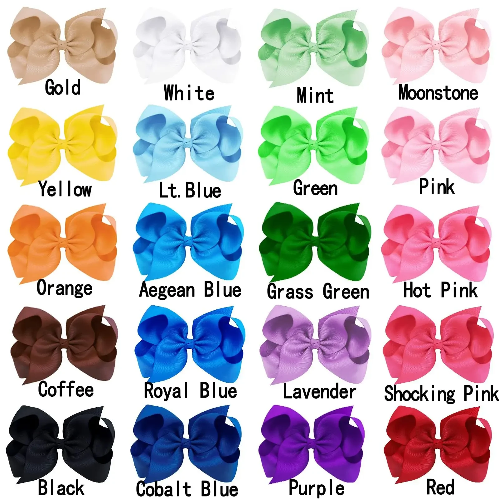 40pcs/set 4.5Inch Sweet Large Grosgrain Ribbon Bows Hair Clips for Baby Girls Multi -colored Hairpins Headwear Hair Accessories