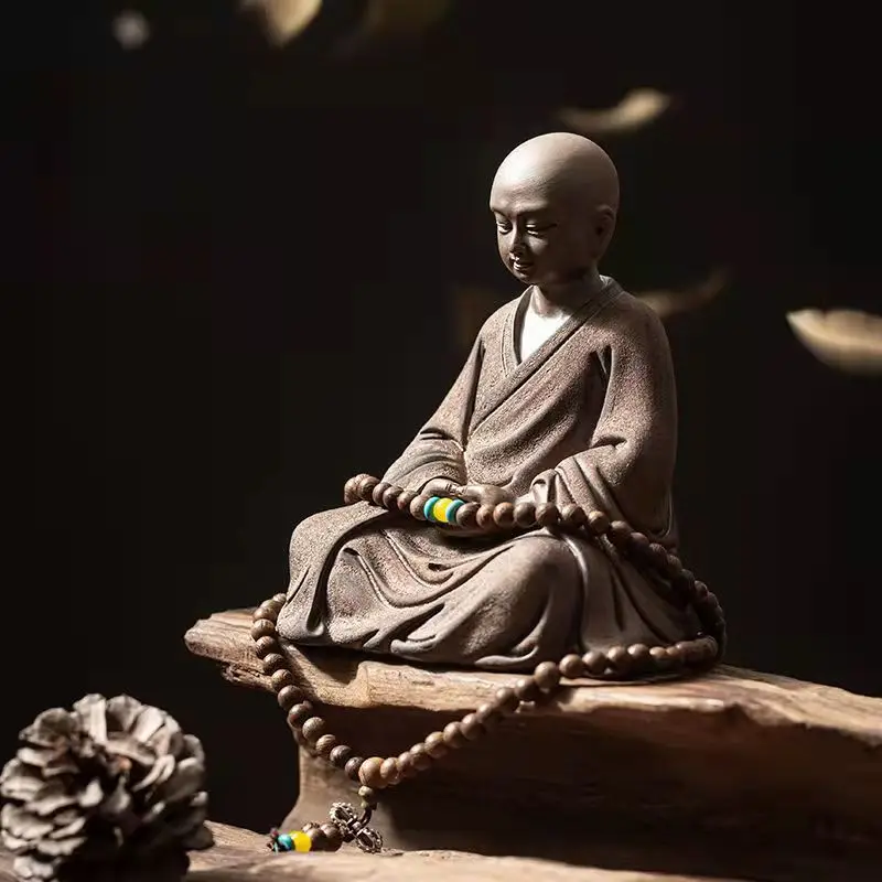 Rare Zen boutique purple sand monk statue,Hand carved crafts,Decoration,collection &Adornment,Free shipping