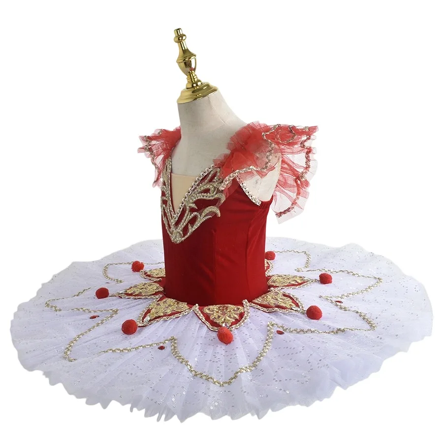 Romantisch Giselle-balletkostuum voor meisjes Fluweelachtige lange tulejurk met pofmouwen Koorballerina-outfit in pastelkleuren