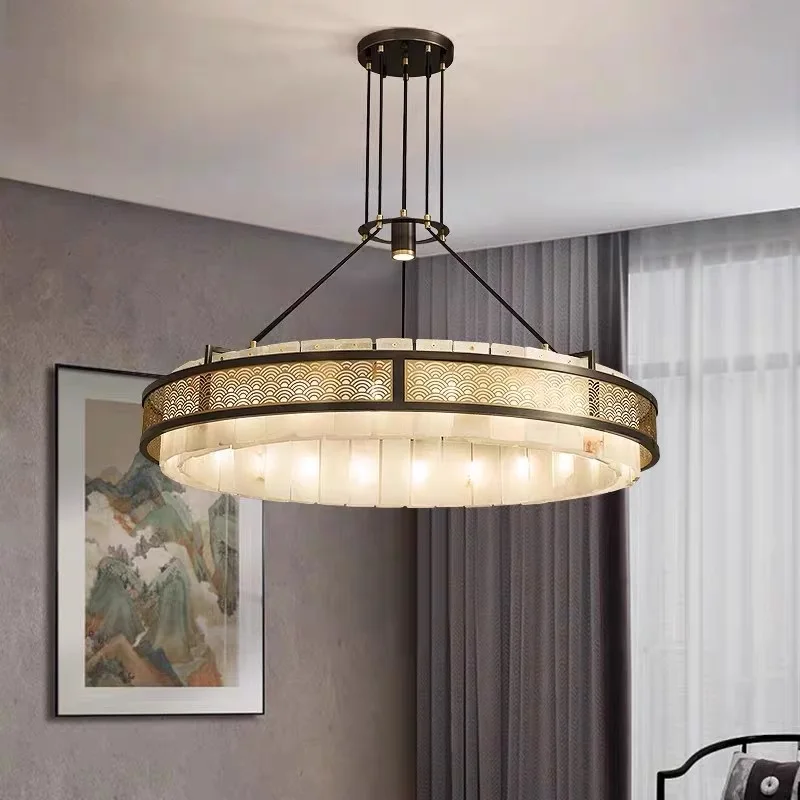 luxury Chandelier Marble Lamp for Bedroom Table living Room Dining Room Black Rounded Copper Lights Home Decor