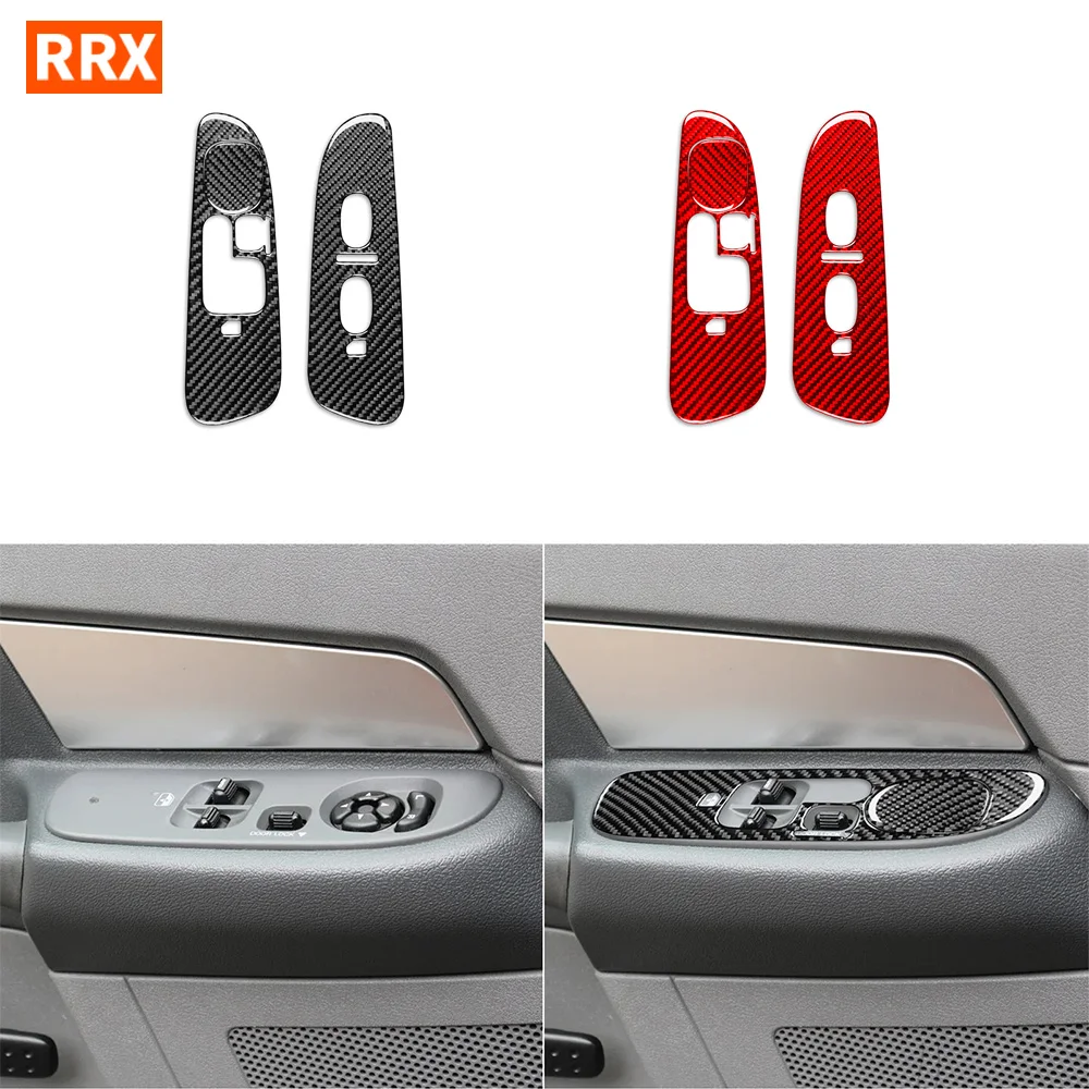 

For Dodge Ram 1500 2006-2008 Carbon Fiber Car 2 Door Glass Window Electric Lift Switch Panle Frame Cover Trim Sticker Parts