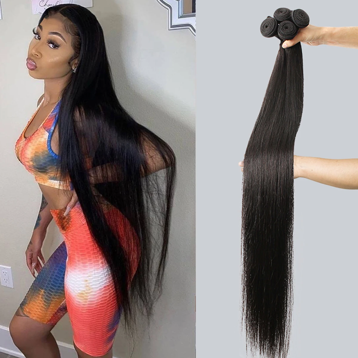 

Straight Bundles Human Hair 12A Brazilian Human Hair Bundles Deals 100% Natural Virgin Hair Weft Bundles Human Hair Extensions