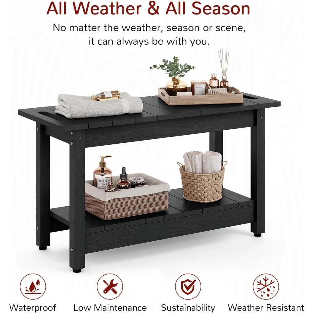 30-Inch Waterproof Non-Slip Shower Bench