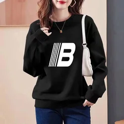 Women Clothing Chic Y2k Letter Printed Hoodies Autumn Winter New Loose Cotton Vintage Pullover Tops Daily Casual Sweatshirts