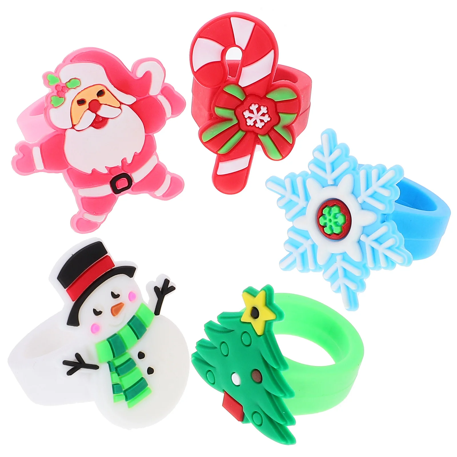 

30Pcs Christmas Finger Rings Cute Cartoon Jewelry Xmas Party Supplies Gifts Plastic Accessories Christmas Ring