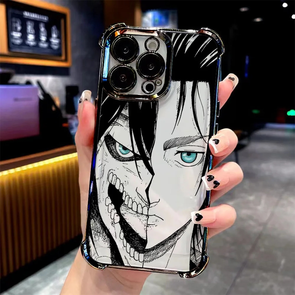 오포 리얼미 C71 C75 C55 C53 C30 C35 C33 C31 C21 14 13 12 프로 플러스 5G용 애니메이션 진격의 거인 레비 도금 폰 케이스 (낙하 방지)