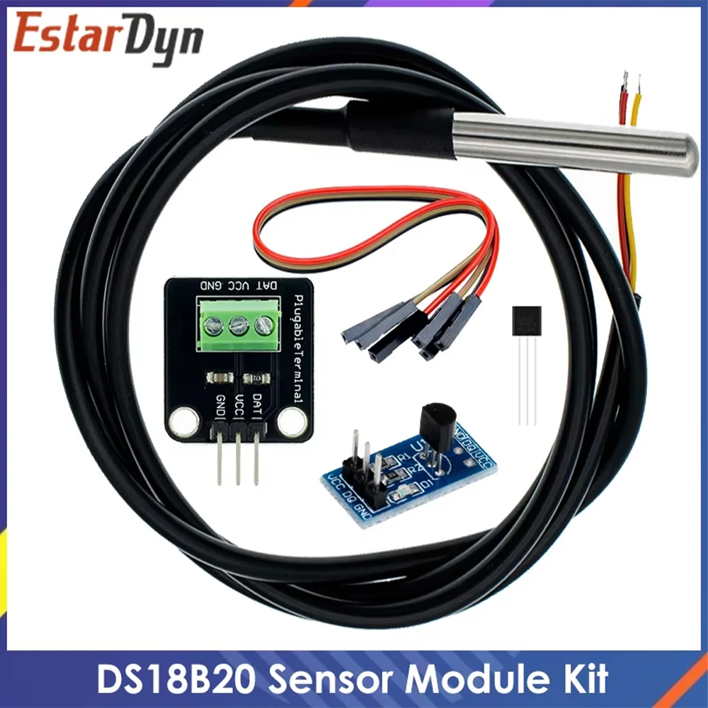 Waterproof DS18B20 Temperature Sensor, 100cm Cable Stainless Steel Probe Digital Module for  ESP32, DIY Aquarium