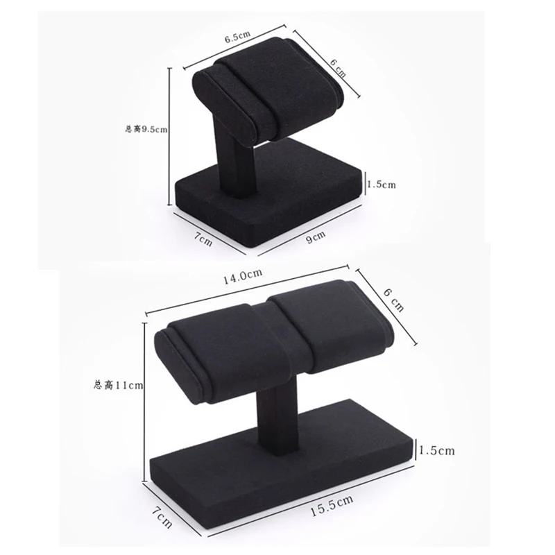 Black Velvet Watch Display Stand Single & Dual Watch Holder Anti-Scratch Jewelry Organizer for Retail Home Showcase image 6