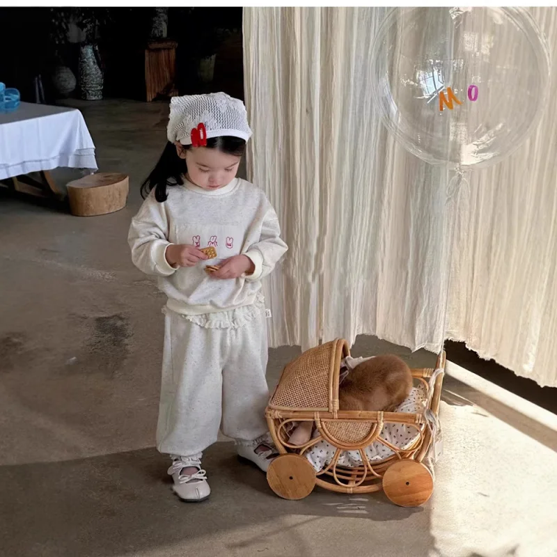 

Children's Suit Girls' Casual Sports Pants2025Autumn New Children's Rabbit Sweatshirt Baby Two-piece Set