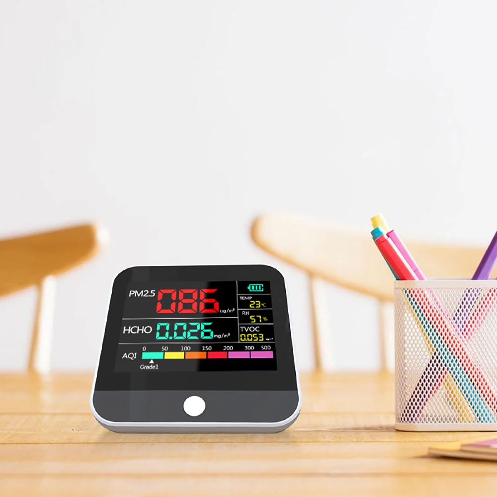 Multifunctional Air Quality Tester 8 in 1 with Digital Display for Monitoring Formaldehyde TVOC PM2.5 and Temperature