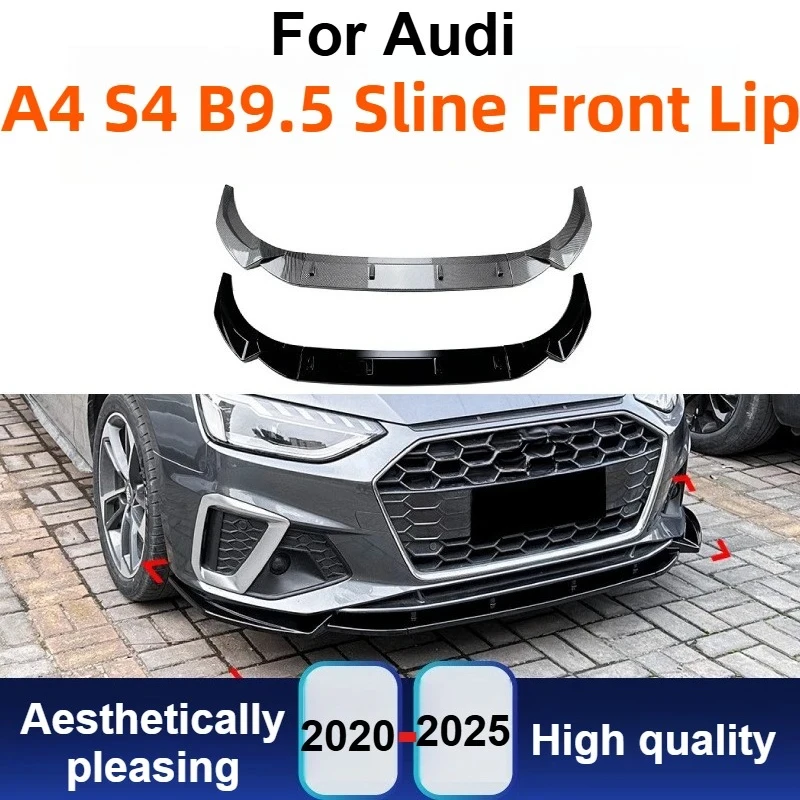 

For Audi A4 S4 B9.5 S-Line 2020-2025 Front Bumper Lip Spoiler Splitter Body Kit Corner Trim ABS Exterior Modification Accessory