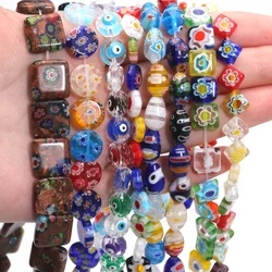 Mixed Millefiori Lampwork Beads Glazed Glass Flower Beads for Diy Jewelry Making Necklace Bracelet Earring Accessories Handcraft