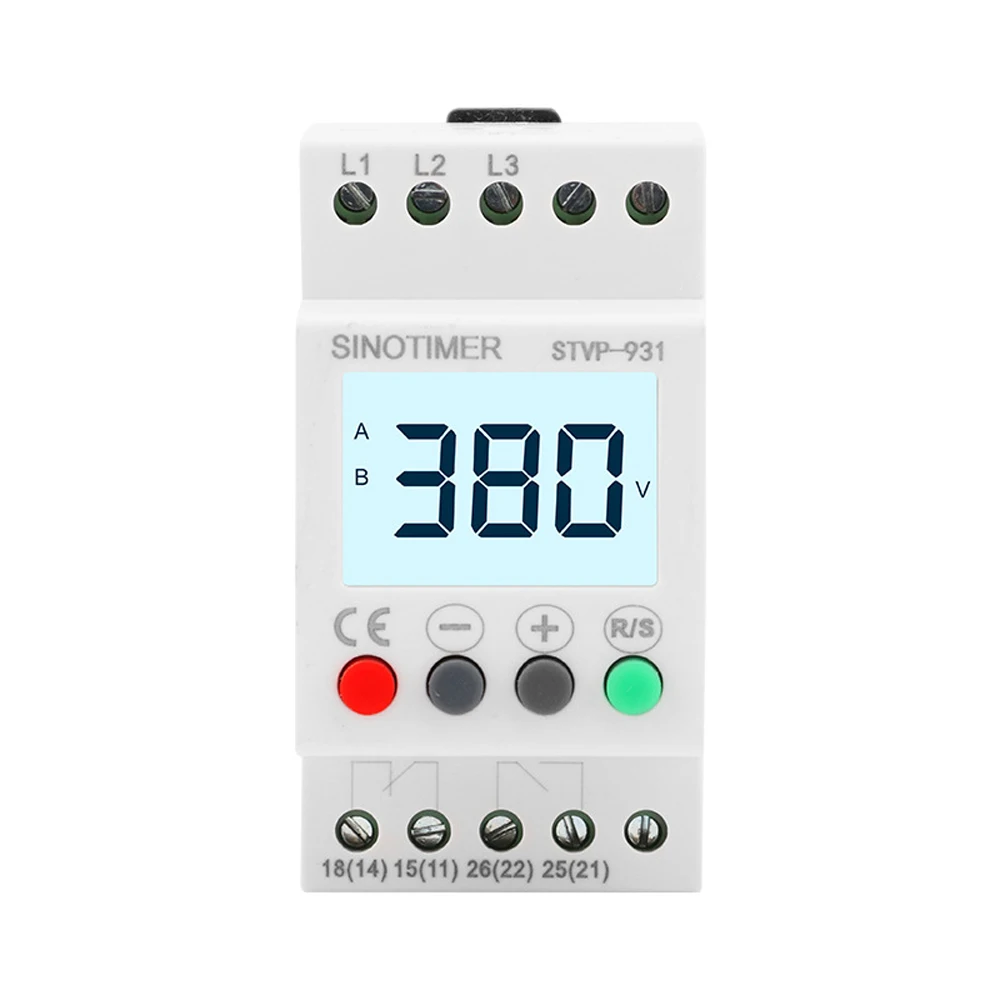 

STVP-931 380VAC Three-phase Overvoltage and Undervoltage Protection Device Phase Sequence Protector Relay Breaker