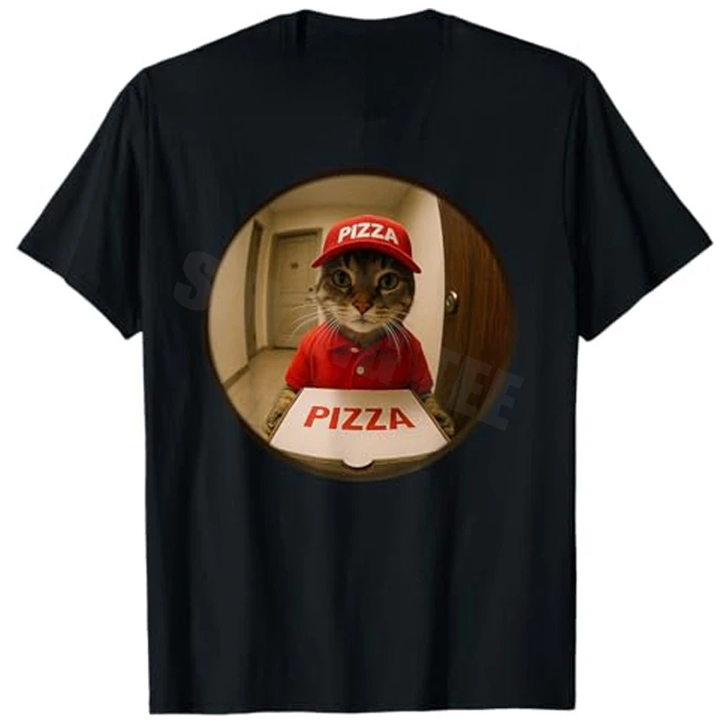 Funny Cats and Pizza Shirt Kitten Cat Men Women T-Shirt Y2k Art Aesthetic Clothes Kitty Pizza Lover Graphic Outfit Saying Tee