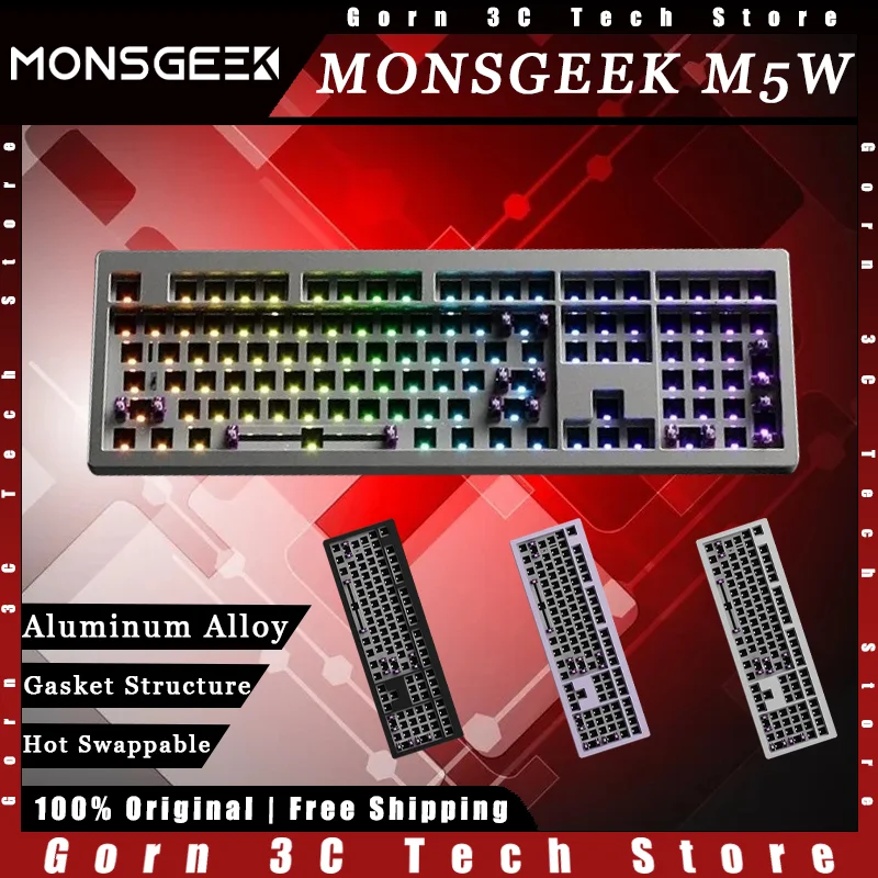 MONSGEEK M5W Mechanical Keyboard Kit Aluminum Alloy Tri-mode Hot Swap Gasket Structure Customized Gaming Keyboard Pc Accessories