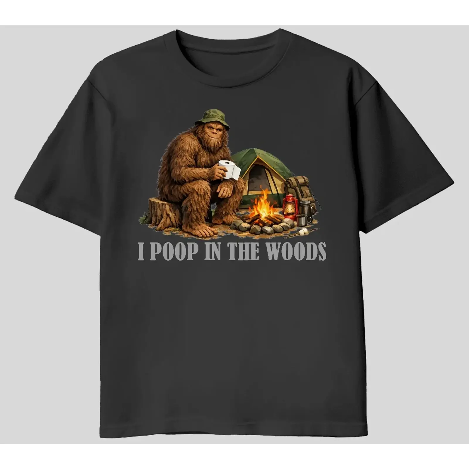 Lustiges Sasquatch Camping T Shirt I Poop in the Woods Bigfoot Humor Outdoor Camp vintage Washed homme Soft graphic