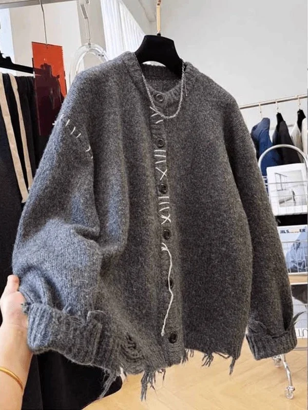 

Кардиган крупного размера 300 Pou, вязаный, свободного кроя, винтажный, осенне-зимний, из полиэфирного волокна, длинный...