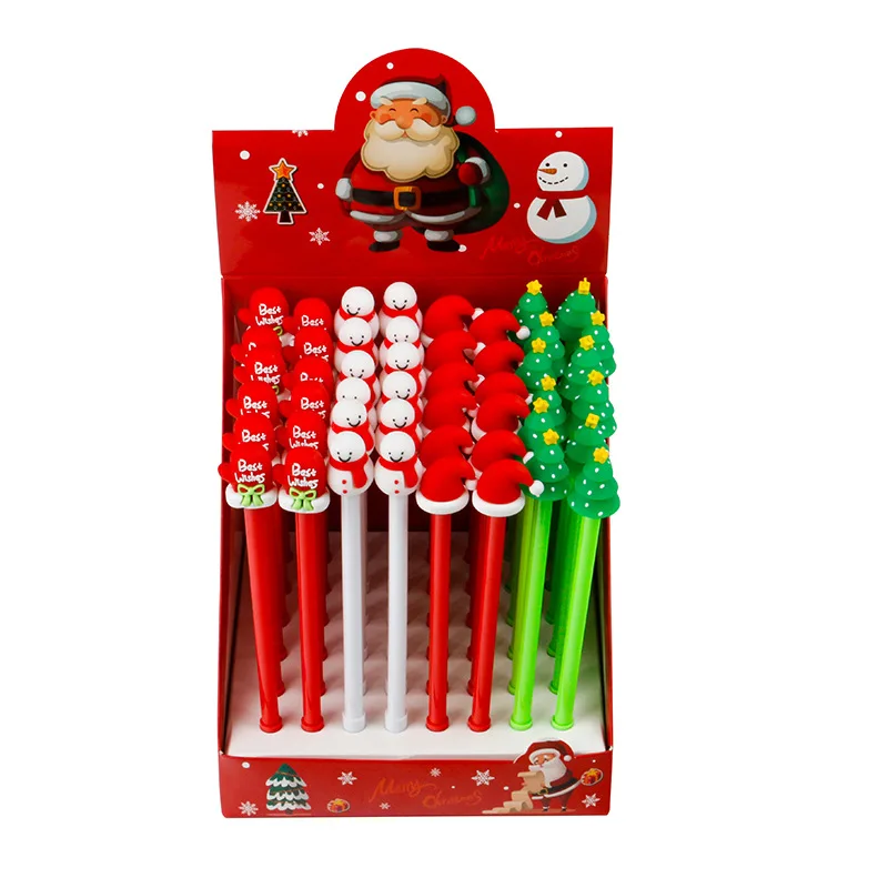 

12Pcs/Set Cute Christmas Gel Pen 0.3mm Black Ink Signature Pen Kawaii Christmas Tree Gloves Hat School Office Writing Stationery