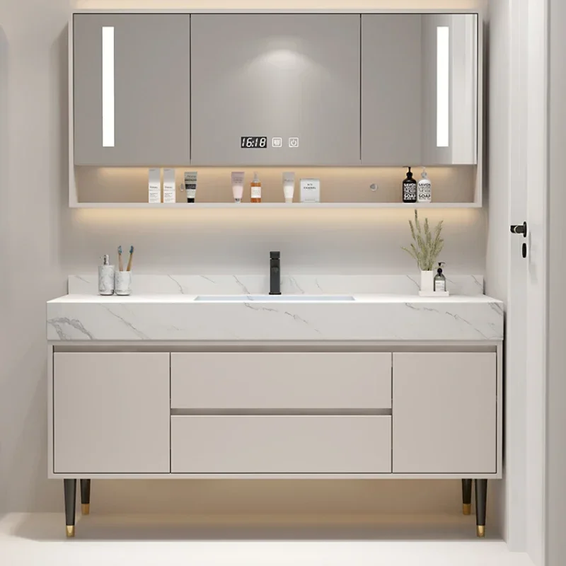 Washbasin Bathroom Cabinets Entrance Make Up Organizer Narrow Vanity Bathroom Cabinets Mirror Armadietto Home Furniture