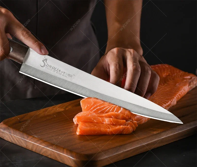 Japans zalm sushi sashimi mes scherp vismes 8 inch roestvrijstalen keuken professioneel koksmes met visgraatclip