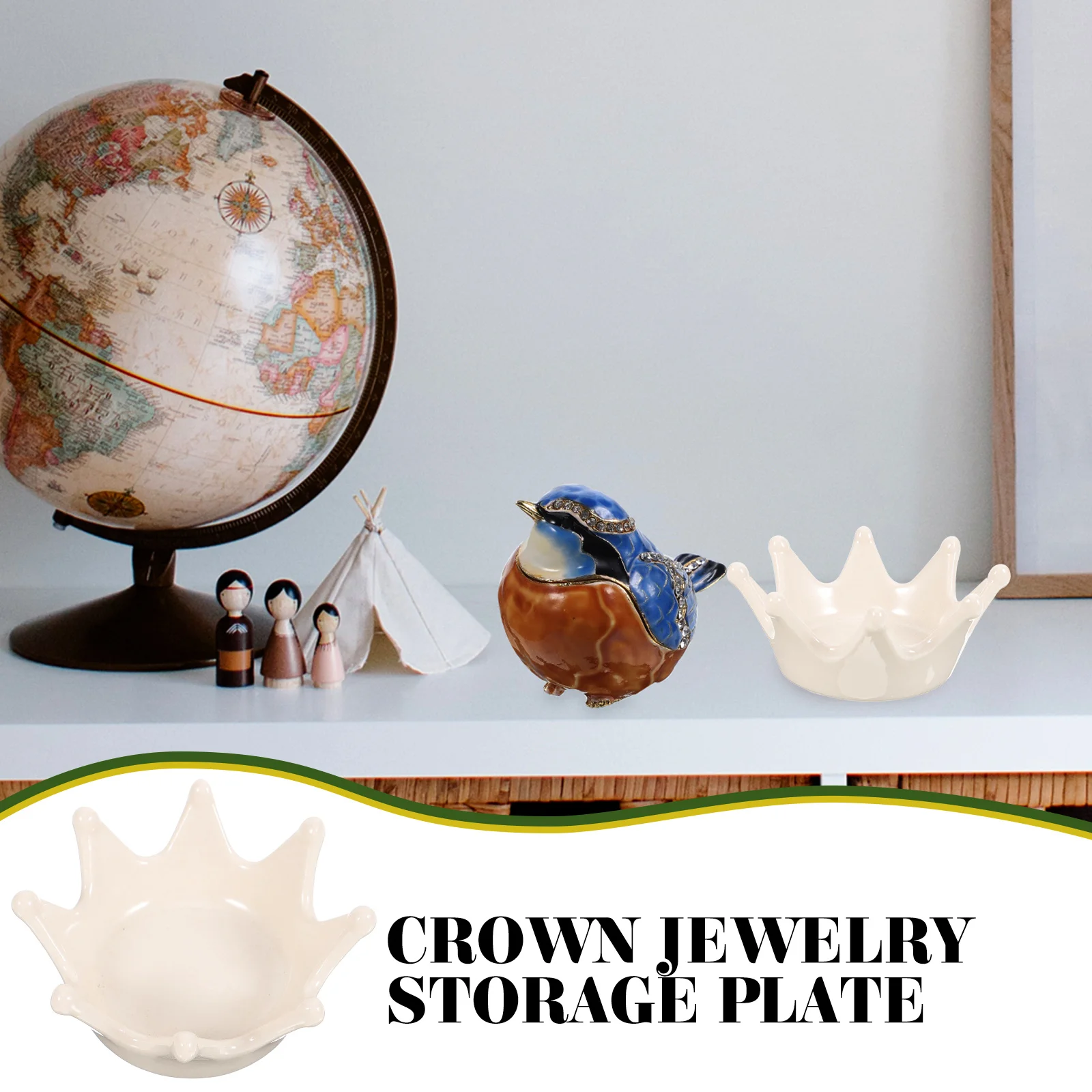 Keramik-Schmuckschale in Kronenform, elegantes Schmuck-Organizer-Tablett, Schmuckstück-Display für Halsketten, Ringe, Armbänder, Heimdekoration