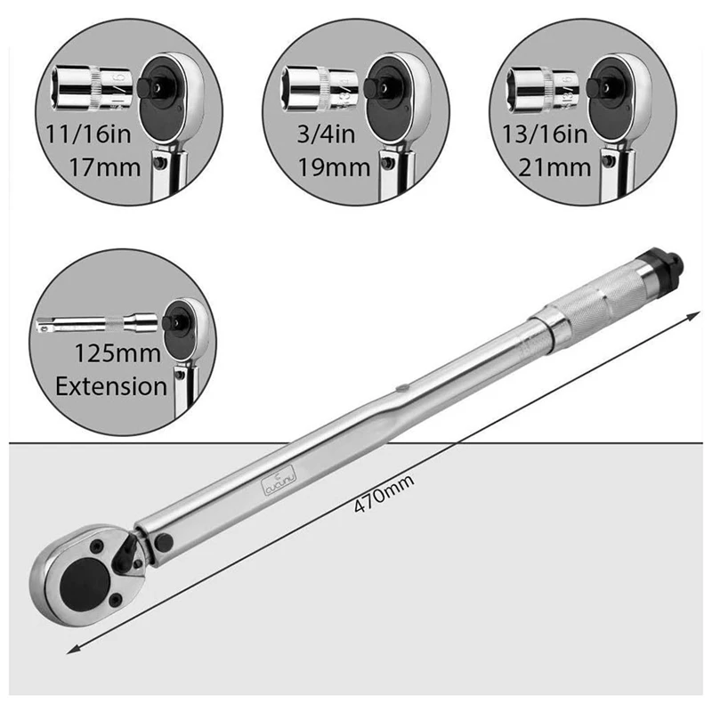 Torque Wrench 1/2 Inch Hand Tool Auto Repair Torque Driver Wrench Vehicle Maintenance Wrench Torque Wrench Set-A33R