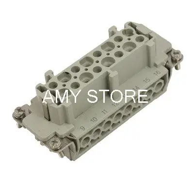 Cable Entry Female to Female 16 Pins Industrial Connector AC 500V 16A 6KV