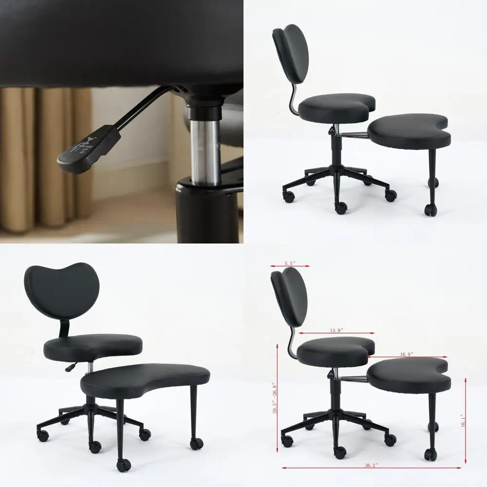 

Стул для сидения со скрещенными ногами на колесиках для медитации, эргономичный офисный стул с поясничной поддержкой для людей с СДВГ, регулируемый стул для активных людей