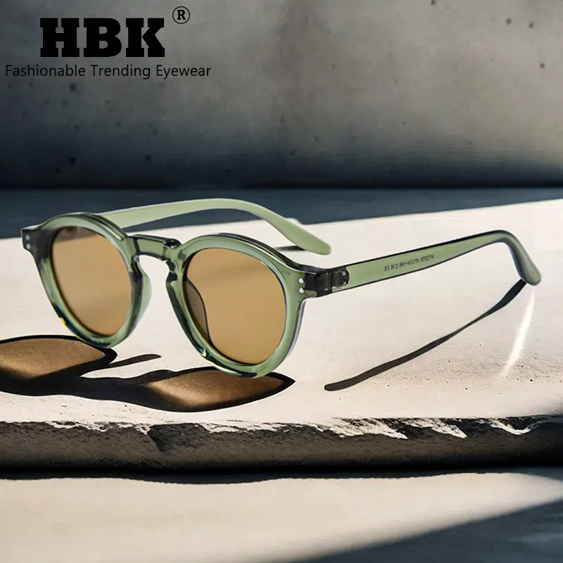 

HBK модные поляризационные солнцезащитные очки мужские ретро TR90 высококачественные линзы TAC круглые солнцезащитные очки женские очки для вождения и рыбалки путешествия