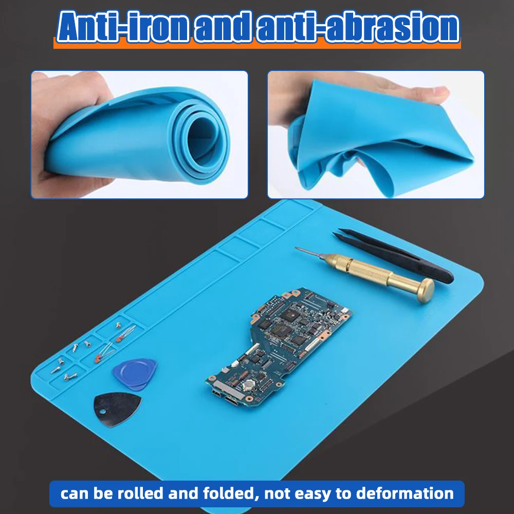 ESD Repair Pad Insulation Heat Resistant Soldering Station Silicon Soldering Mat Work Pad Desk Platform Mobile Repair Tool Kit
